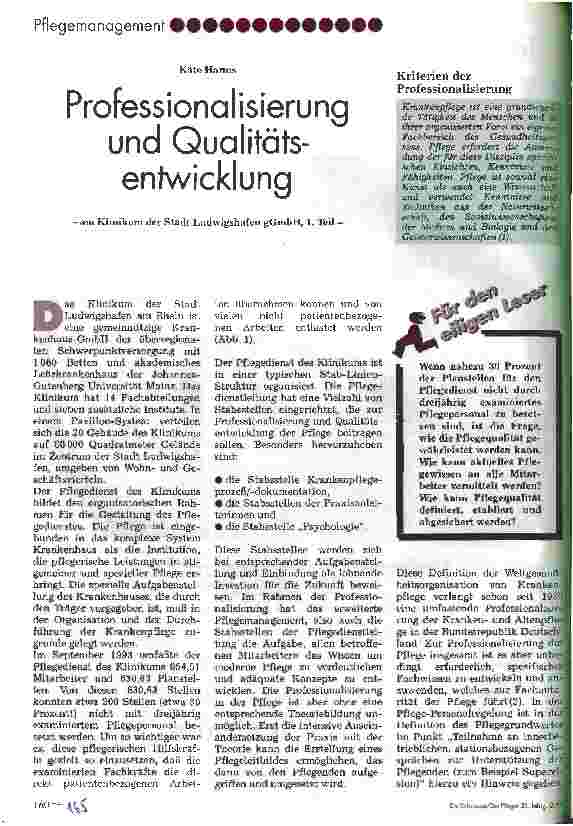 Vorschauseite 1: Professionalisierung und Qualitätsentwicklung am Klinikum der Stadt Ludwigshafen gGmbH, 1. Teil