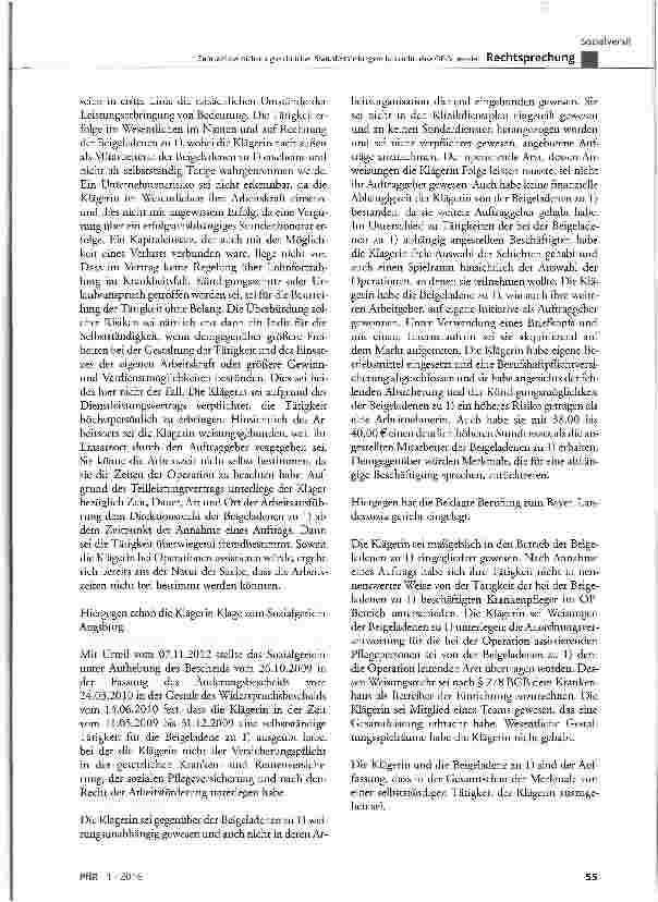 Vorschauseite 4: Zum sozialversicherungsrechtlichen Statusfeststellungsverfahren für eine OP-Schwester