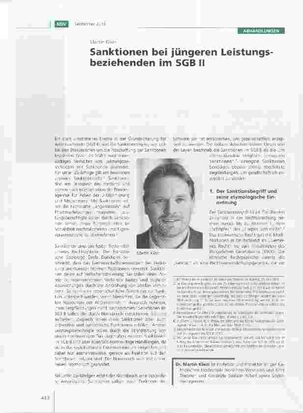 Vorschauseite 1: Sanktionen bei jüngeren Leistungs-beziehenden im SGB II