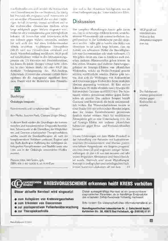 Vorschauseite 3: Hilfe für Patienten mit kastrationsresistentem Prostatakarzinom Ein komplementärmedizinischesBehandlungskonzept