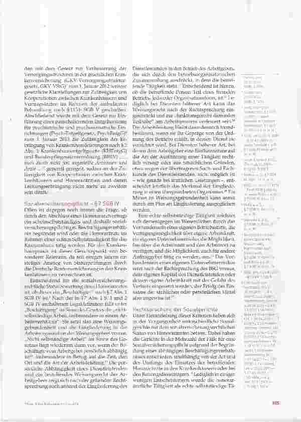 Vorschauseite 2: Honorarärzte in Krankenhäusern (schein-)selbstständig tätige Ärzte?