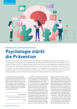 Vorschauseite 1: Psychologie stärkt die Prävention