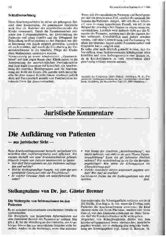 Vorschauseite 1: Die Aufklärung von Patienten aus juristischer Sicht