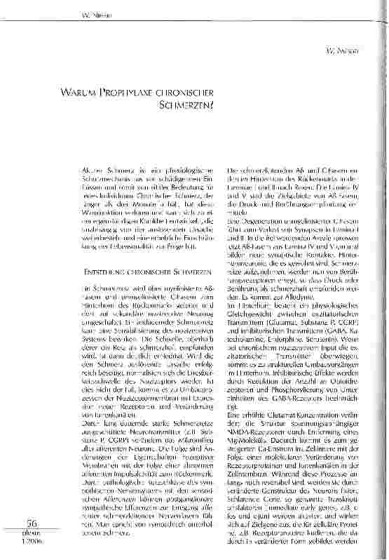 Vorschauseite 1: WARUM PROPHYLAXE CHRONISCHER SCHMERZEN?