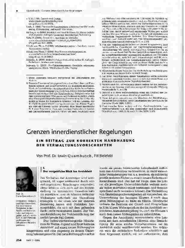 Vorschauseite 1: Grenzen innerdienstlicher RegelungenEIN BEITRAG ZUR KORREKTEN HANDHABUNG DER VERWALTUNGSVORSCHRIFTEN