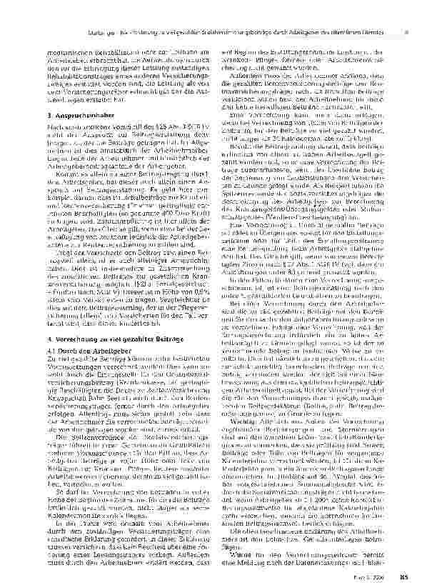 Vorschauseite 2: Rückforderung zu viel gezahlter Sozialversicherungsbeiträge durch Arbeitgeber des öffentlichen Dienstes