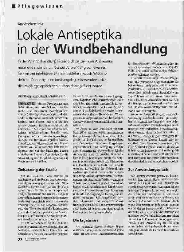 Vorschauseite 1: AnwenderstudieLokale Antiseptika in der Wundbehandlung