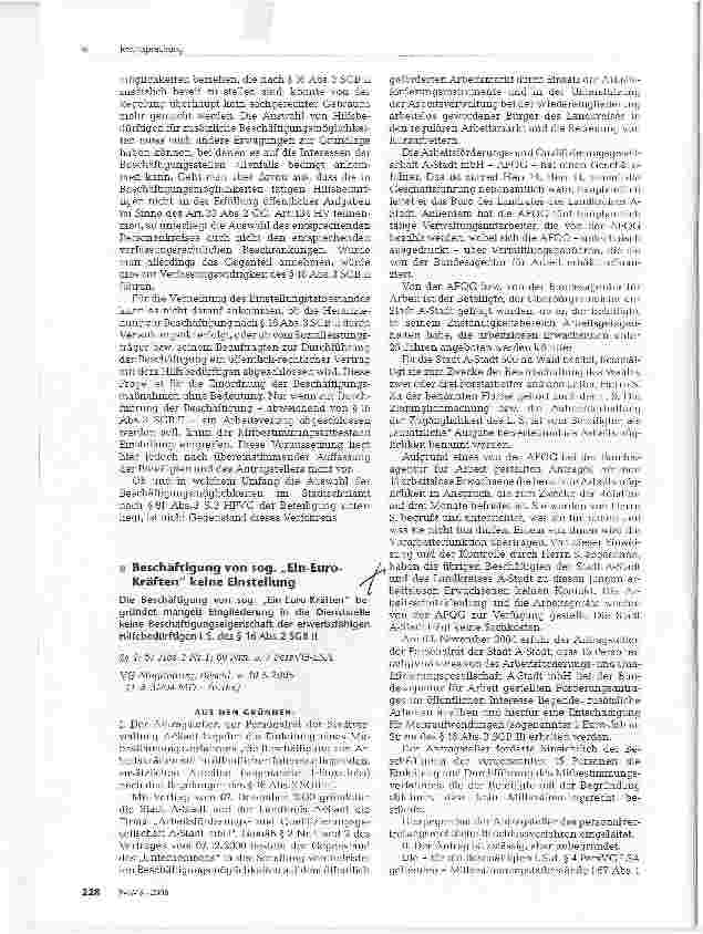 Vorschauseite 3: Beschäftigung von sog. Ein-Euro Kräften keine Einstellung