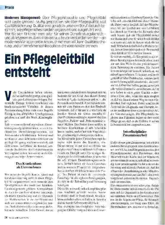 Vorschauseite 1: Ein Pflegeleitbild entsteht