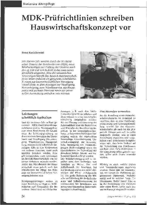 Vorschauseite 1: MDK-Prüfrichtlinien schreiben Hauswirtschaftskonzept vor