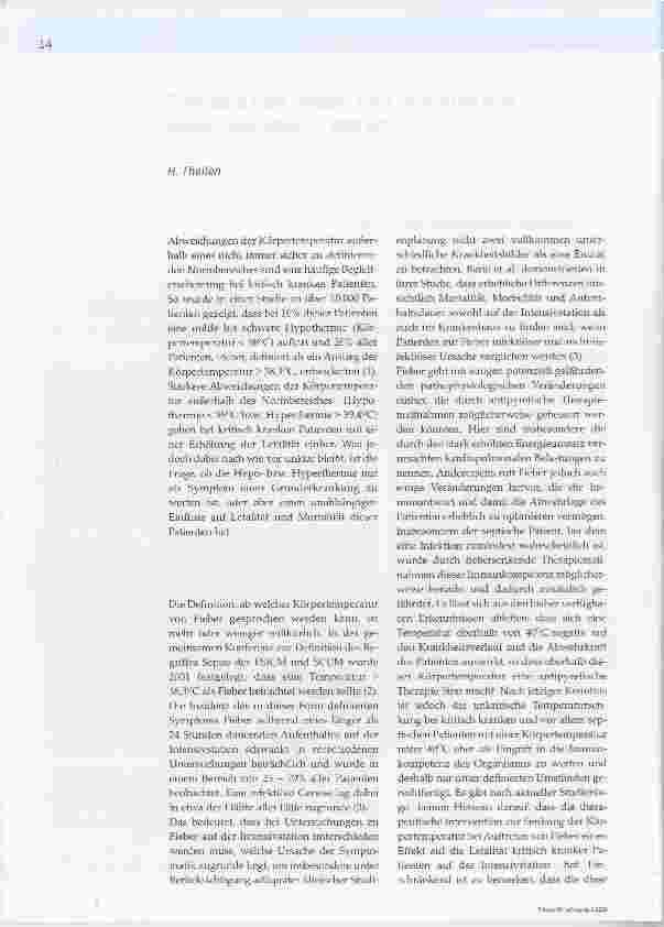 Vorschauseite 1: Therapie von Hyperund Hypothermiewann, wie und. .. warum?