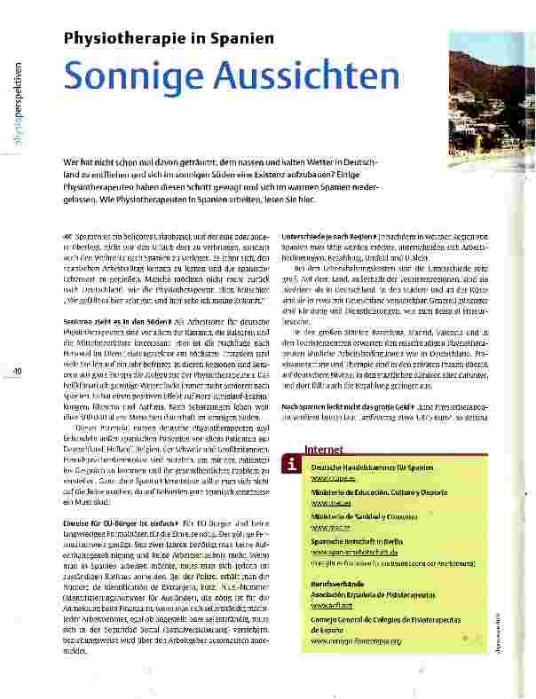 Vorschauseite 1: Physiotherapie in Spanien Sonnige Aussichten