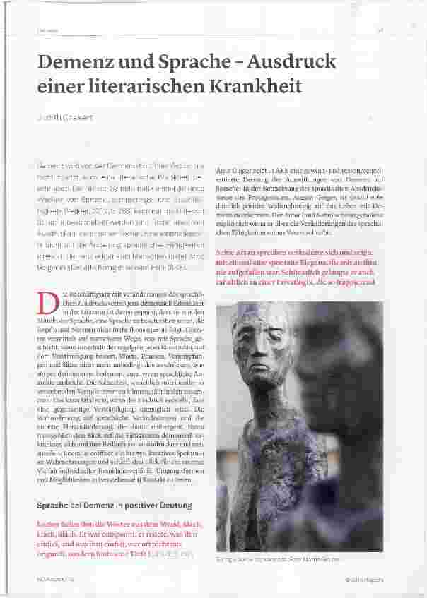 Vorschauseite 1: Demenz und Sprache - Ausdruck einer literarischen Krankheit