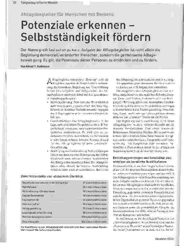 Vorschauseite 1: Alltagsbegleiter für Menschen mit DemenzPotenziale erkennen -Selbstständigkeit fördern