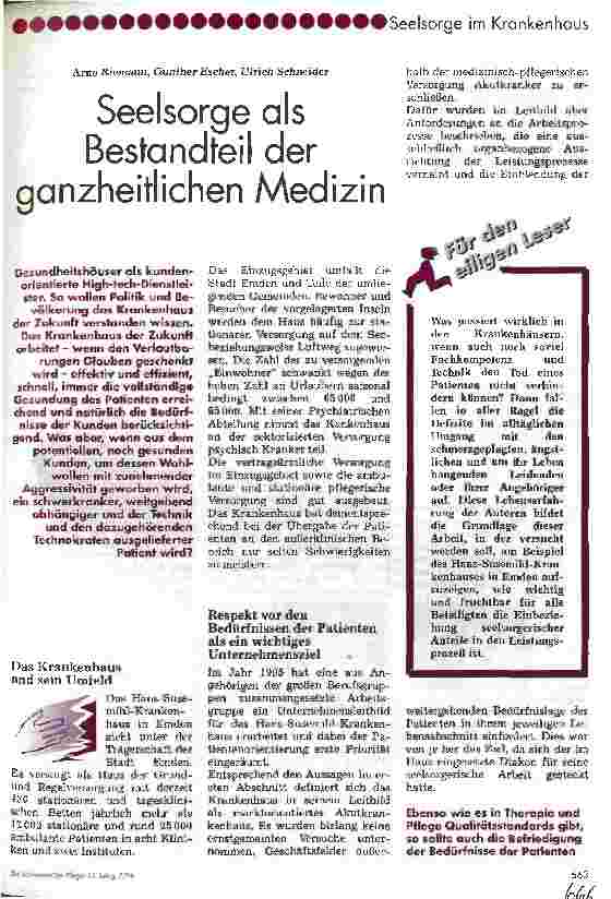 Vorschauseite 1: Seelsorge als Bestandteil der ganzheitlichen Medizin