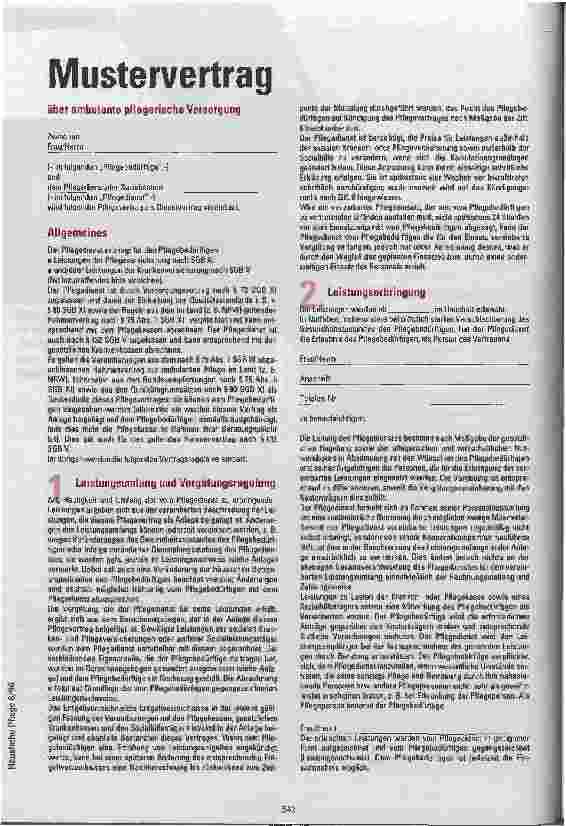 Vorschauseite 5: Für Transparenz und Sicherheit - Mustervertrag für die Rechtsbeziehungen zwischen ambulanten Pflegediensten und Pflegebedürftigen
