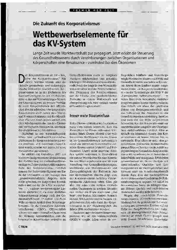 Vorschauseite 1: Wettbewerbselemente für das KV-System