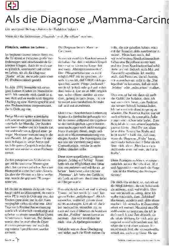 Vorschauseite 1: Als die Diagnose Mamma-Carcinom lautete!