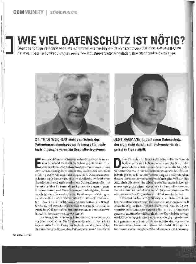 Vorschauseite 1: STANDPUNKTE - WIE VIEL DATENSCHUTZ IST NÖTIG