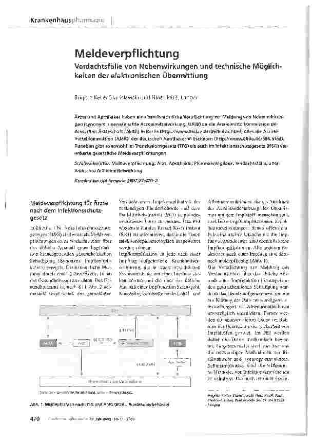 Vorschauseite 1: Meldeverpflichtung - Verdachtsfälle von Nebenwirkungen und technische Möglich keiten der elektronischen Übermittlung