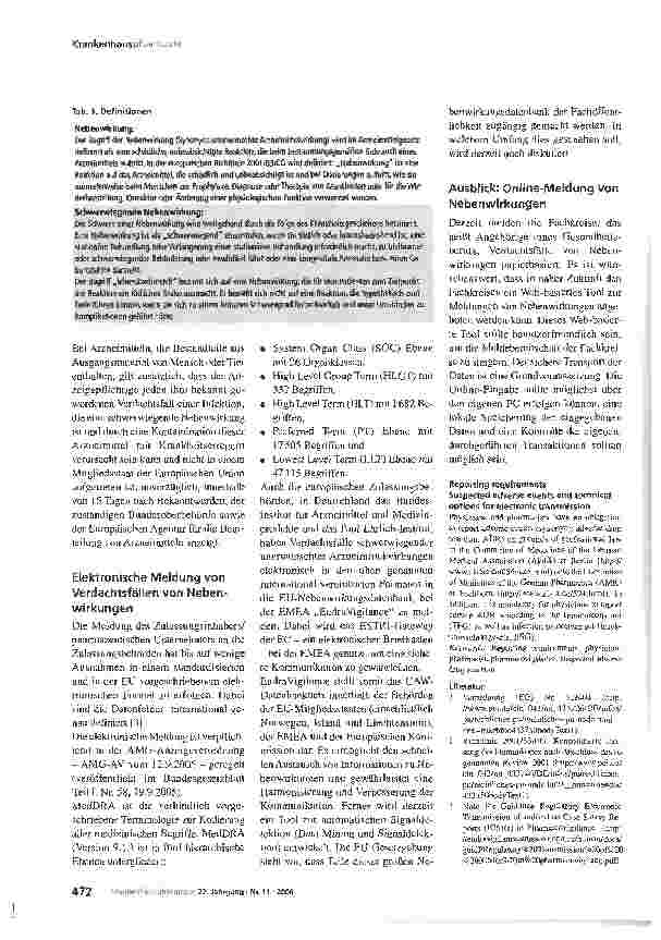 Vorschauseite 3: Meldeverpflichtung - Verdachtsfälle von Nebenwirkungen und technische Möglich keiten der elektronischen Übermittlung