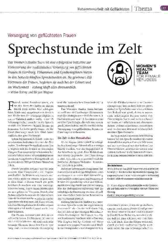 Vorschauseite 2: Versorgung von geflüchteten Frauen Sprechstunde im Zelt