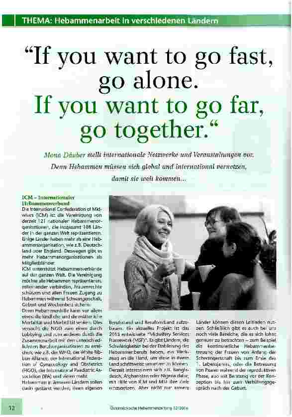 Vorschauseite 1: If you want to go fast, o alone. If you want to go far, o together.