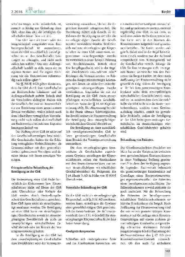 Vorschauseite 2: Steuerliche Folgen von Kooperationen im Krankenhaus