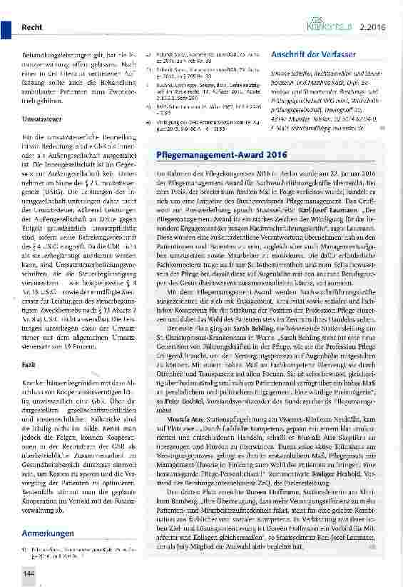 Vorschauseite 3: Steuerliche Folgen von Kooperationen im Krankenhaus
