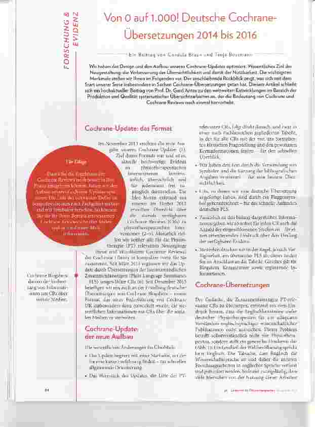 Vorschauseite 1: Von 0 auf l.OOO! Deutsche Cochrane-Übersetzungen 2014 bis 2016