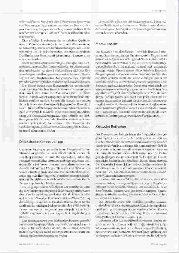 Vorschauseite 4: Interprofessionelle Lehre Gesundheitsund Berufspolitik