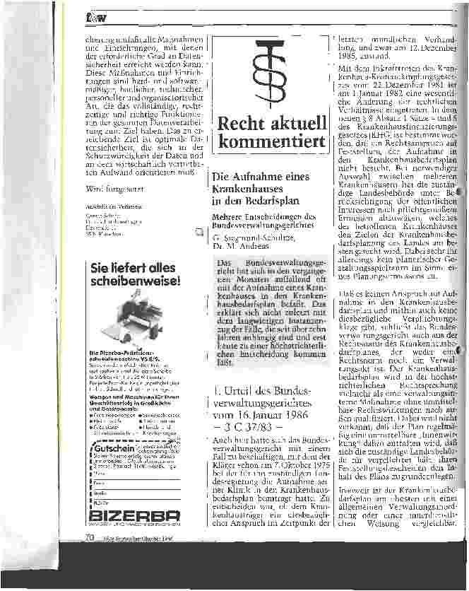 Vorschauseite 1: Die Aufnahme eines Krankenhauses in den Bedarfsplan