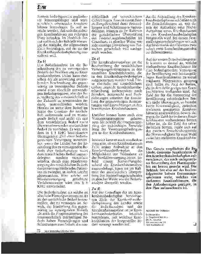Vorschauseite 3: Die Aufnahme eines Krankenhauses in den Bedarfsplan
