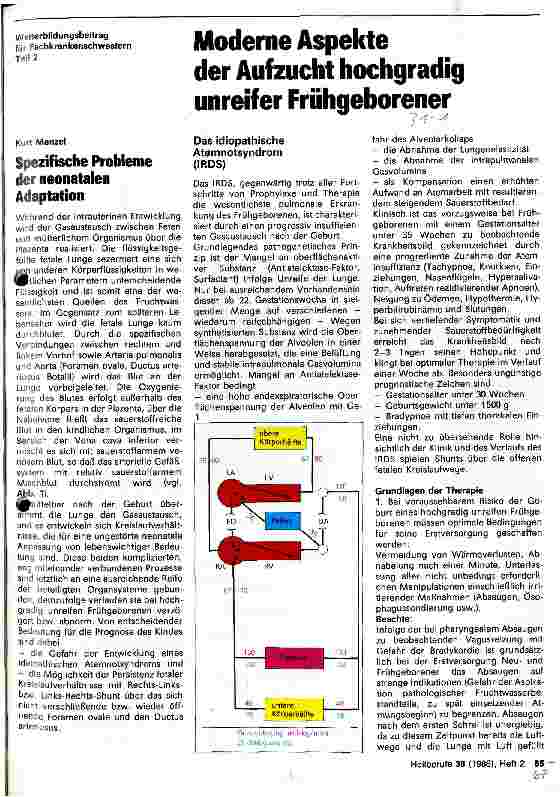Vorschauseite 1: Moderne Aspekte der Aufzucht hochgradig unreifer Frühgeborener