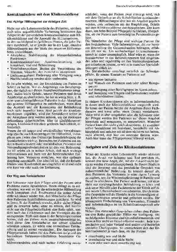 Vorschauseite 2: Psychosoziale Probleme des Unfallpatienten Aspekte des Kliniksozialdienstes