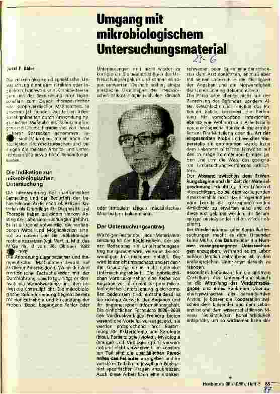 Vorschauseite 1: Umgang mit mikrobioligschem Untersuchungsmaterial