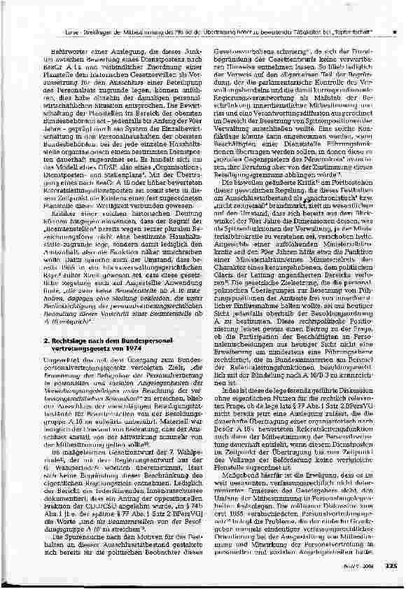 Vorschauseite 2: Streitfragen der Mitbestimmung des Personalrats bei der Übertragung höher zu bewertender Tätigkeiten in Fällen der Topfwirtschaft