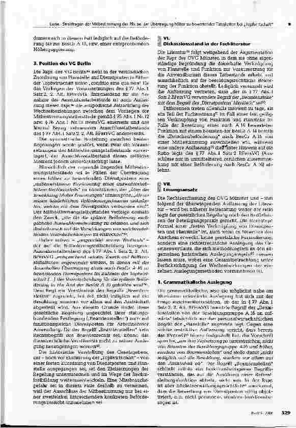 Vorschauseite 6: Streitfragen der Mitbestimmung des Personalrats bei der Übertragung höher zu bewertender Tätigkeiten in Fällen der Topfwirtschaft