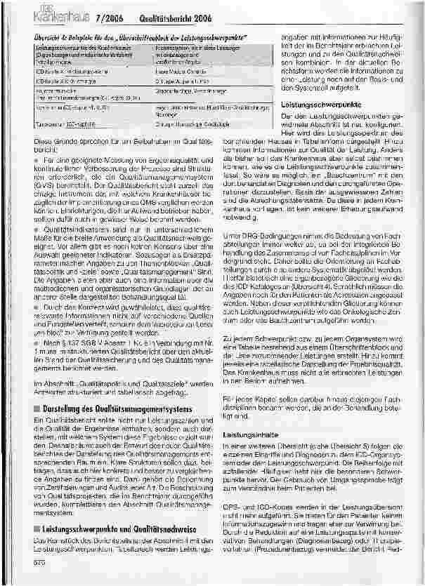 Vorschauseite 4: Der Qualitätsbericht 2006 - Weiterentwicklung und Empfehlungen der GMDS