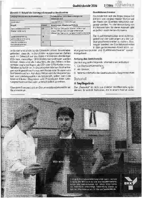 Vorschauseite 5: Der Qualitätsbericht 2006 - Weiterentwicklung und Empfehlungen der GMDS