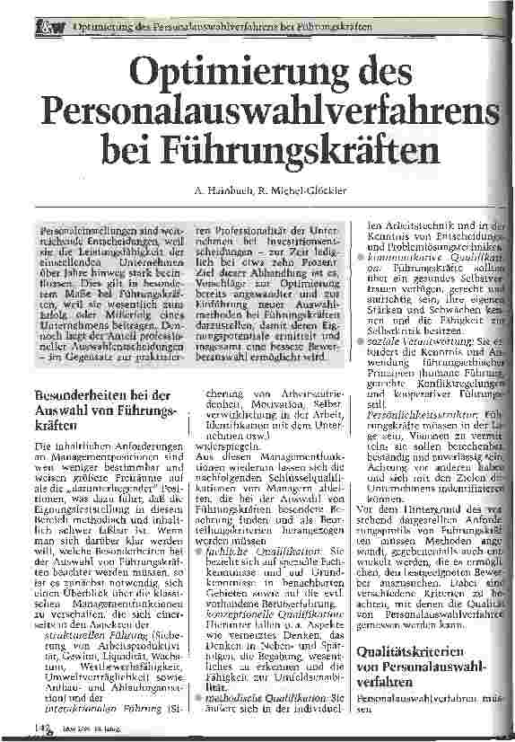 Vorschauseite 1: Optimierung des Personalauswahlverfahrens bei Führungskräften