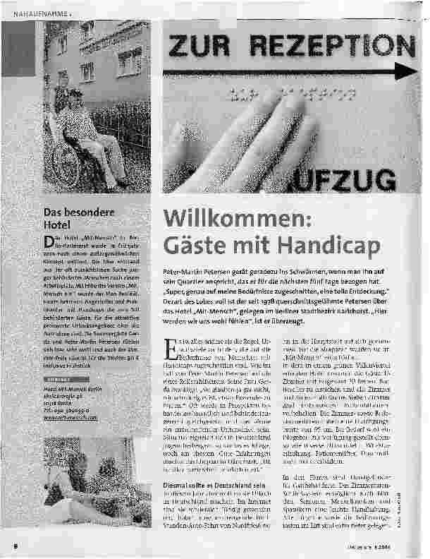 Vorschauseite 1: Willkommen: Gäste mit Handicap