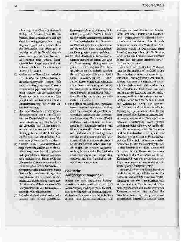 Vorschauseite 2: Die niederländische Reform 2006 - Bewertung und Perspektiven aus der Sicht der PKV