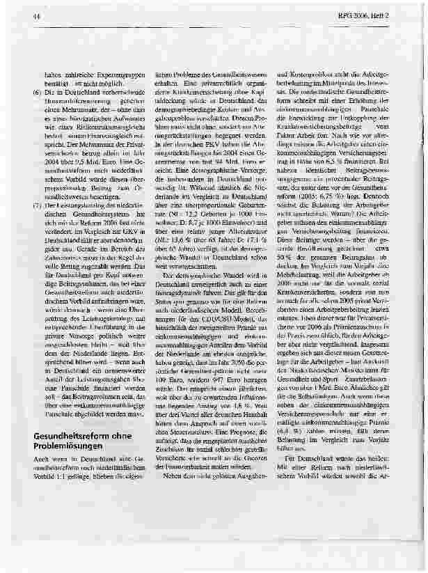 Vorschauseite 4: Die niederländische Reform 2006 - Bewertung und Perspektiven aus der Sicht der PKV
