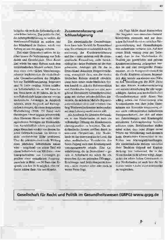 Vorschauseite 5: Die niederländische Reform 2006 - Bewertung und Perspektiven aus der Sicht der PKV