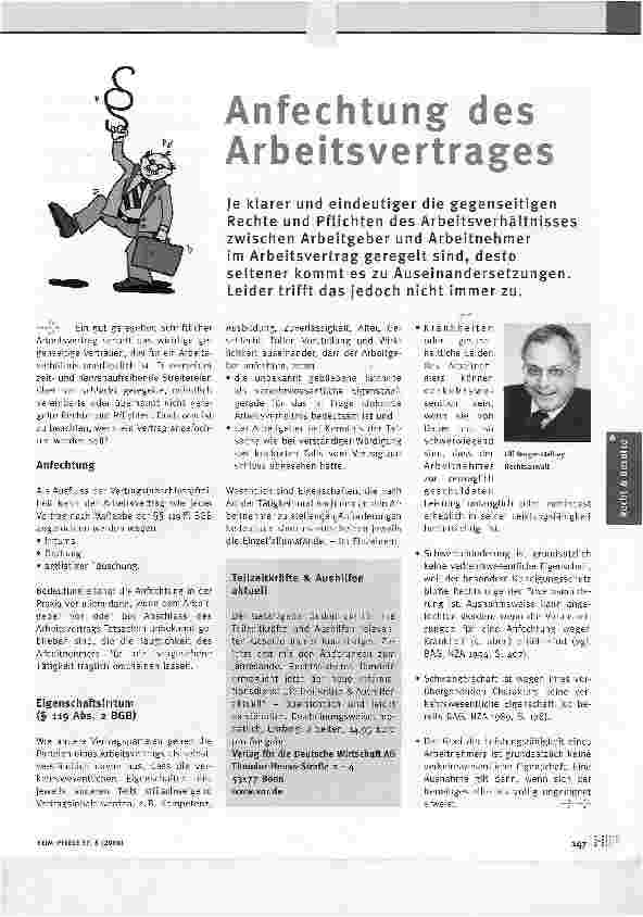 Vorschauseite 1: Anfechtung des Arbeitsvertrags