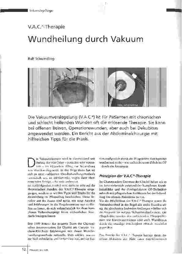 Vorschauseite 1: V.A.C.-Therapie - Wundheilung durch Vakuum