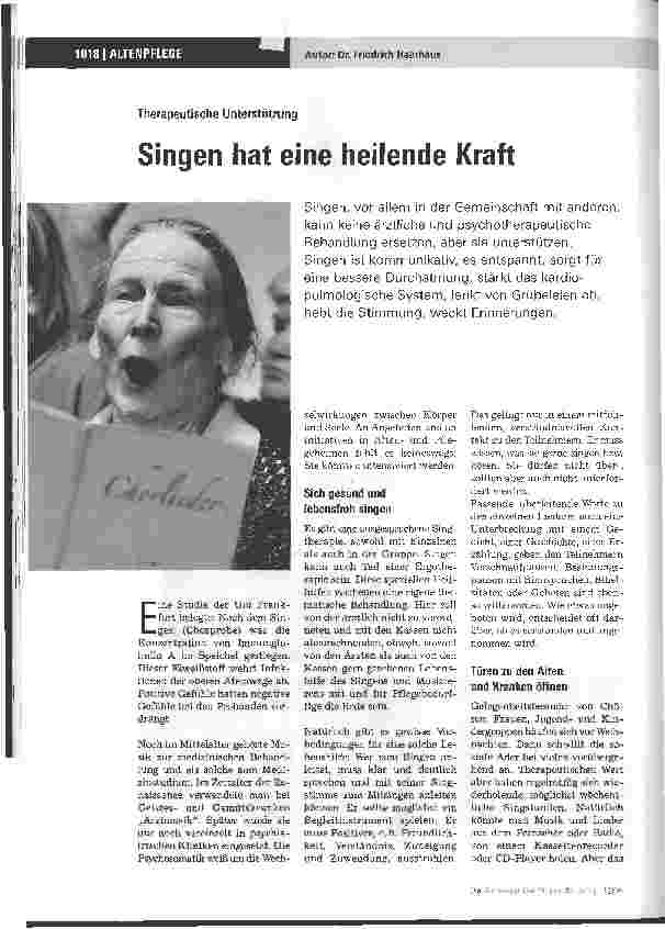 Vorschauseite 1: Singen hat eine heilende Kraft
