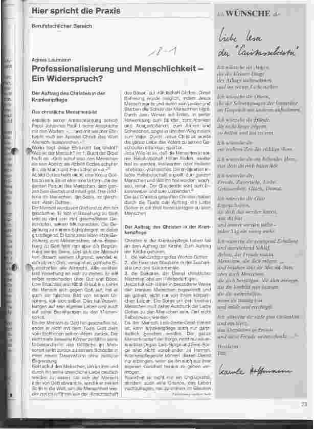 Vorschauseite 1: Professionalisierung und Menschlichkeit - Ein Widerspruch