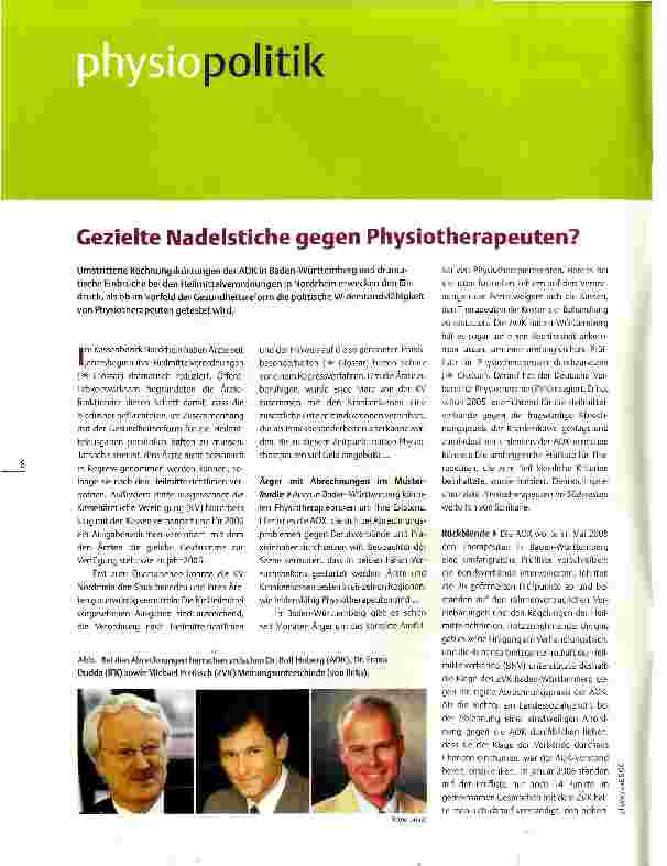 Vorschauseite 1: Gezielte Nadelstiche gegen Physiotherapeuten?